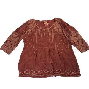 Johnny Was Shirt Women Small  Boho Embroidered Top Cottage Core Fairly
